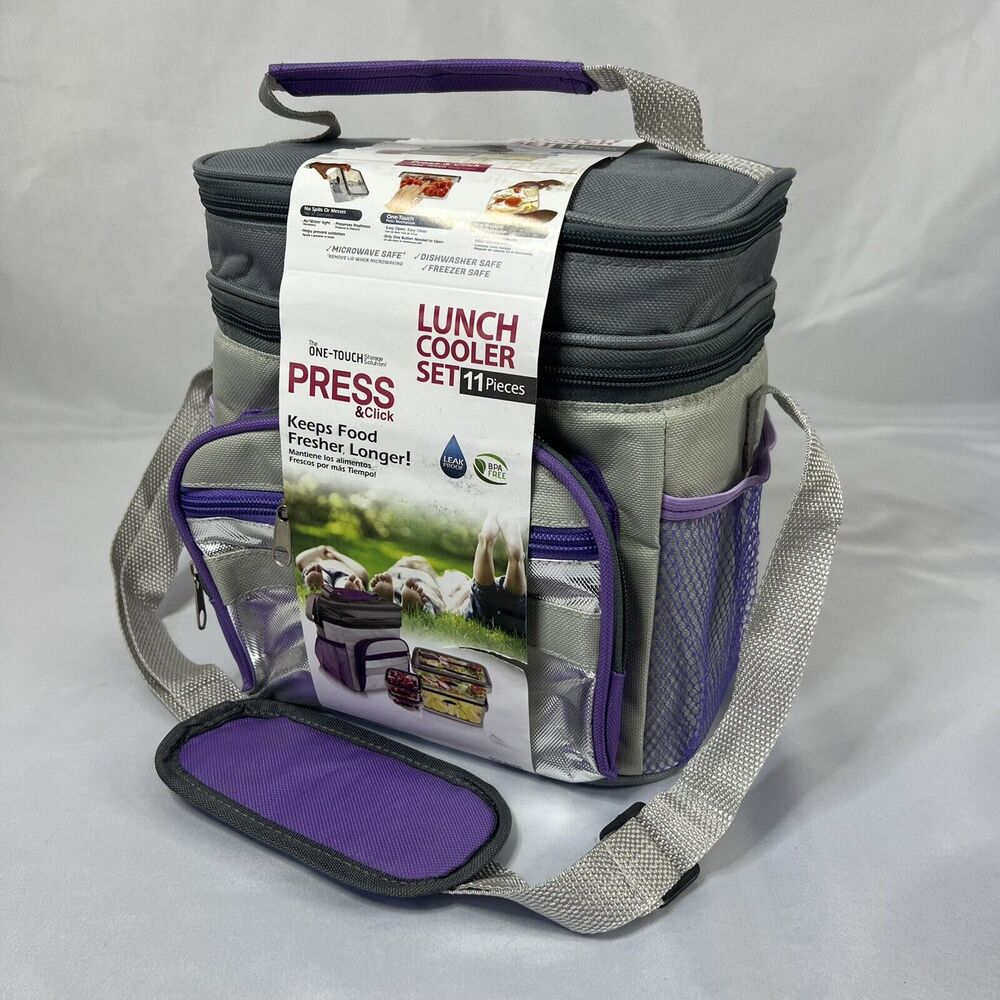 The One Touch Storage Solution Insulated Tote 11 Pieces Gray/Purple
